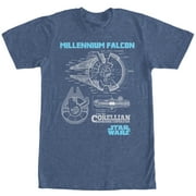 Men's Star Wars Corellian Schematic Print Graphic Tee Navy Blue Heather 5X Large